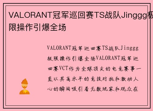 VALORANT冠军巡回赛TS战队Jinggg极限操作引爆全场