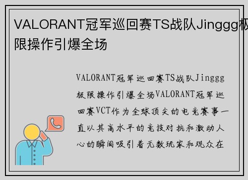 VALORANT冠军巡回赛TS战队Jinggg极限操作引爆全场